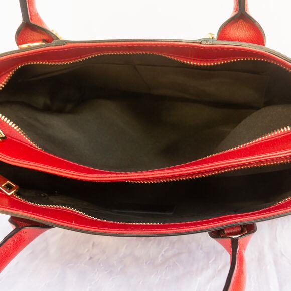 Big Red Purse Large Satchel Bag ITALIAN LEATHER Crossbody Handbag - Picture 12 of 13